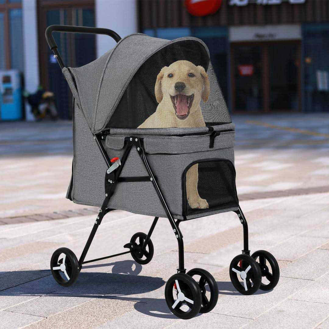 BestPet Pet Stroller Dog Cat Stroller Mesh Foldable Puppy Stroller for Travelling Shopping - Pet Supplies online store