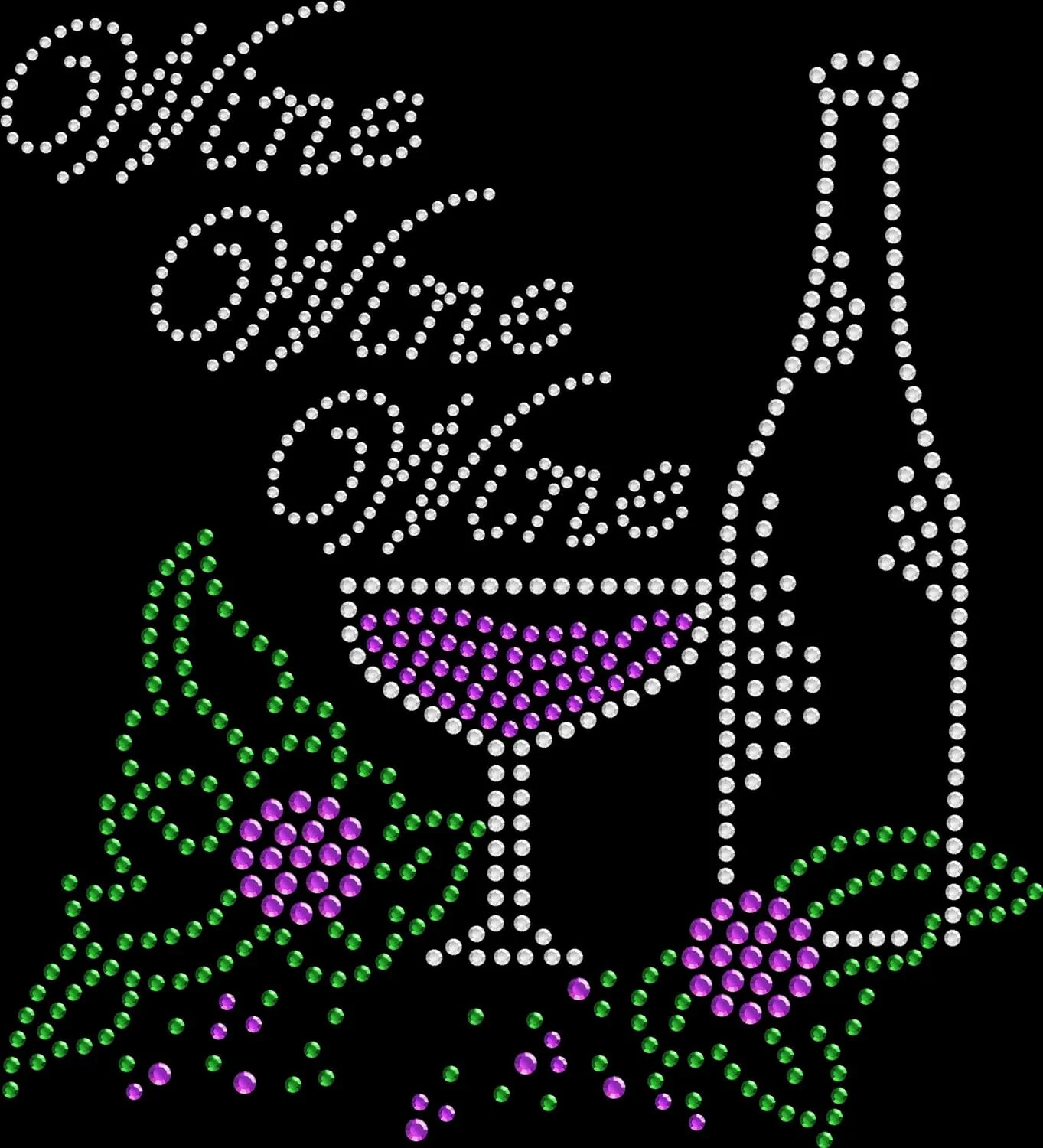 Rhinestone Bling Iron On Transfer DIY Wine Wine Glass Bottle