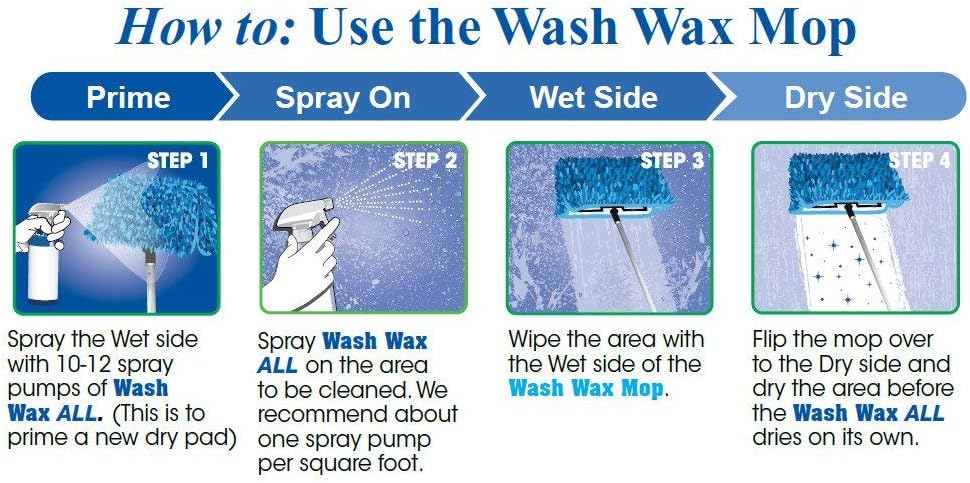 Aero Cosmetics Waterless RV Aircraft Boat Wash Wax Mop Kit with Deluxe Pole (3' 9