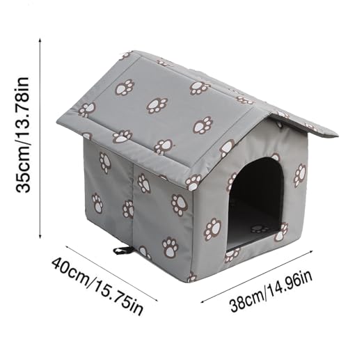 Outdoor Cat House, Cat Houses for Outdoor Cats, Weatherproof Warm and Insulated Cat House with Transparent Curtain Pet House, Stray Cats Shelter (Black,Small-Houses)