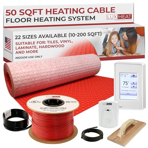 25sqft Electric Radiant Floor Heating System - 120v Under Floor Heating System Includes UDG4 Programmable Thermostat w/GFCI, Heater Cable, Tile Uncoupling Membrane, Flooring Sensor & Alarm