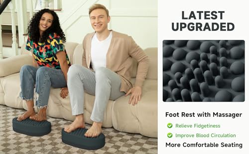 Foot Rest for Under Desk at Work, Home Office Foot Stool, Ottoman Foot Massager for Plantar Fasciitis Relief, Soft Silicone Footrests, Anti-Fatigue Fidget Toy (Gray)