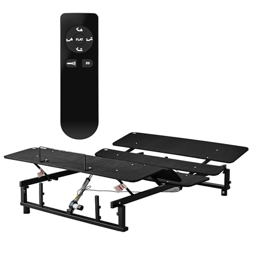 Electric Adjustable Bed Base Frame, Queen Size Bed Frame, Head & Foot Incline, Zero Gravity Lounge Bed, Quiet Motor, Wireless Remote, Black