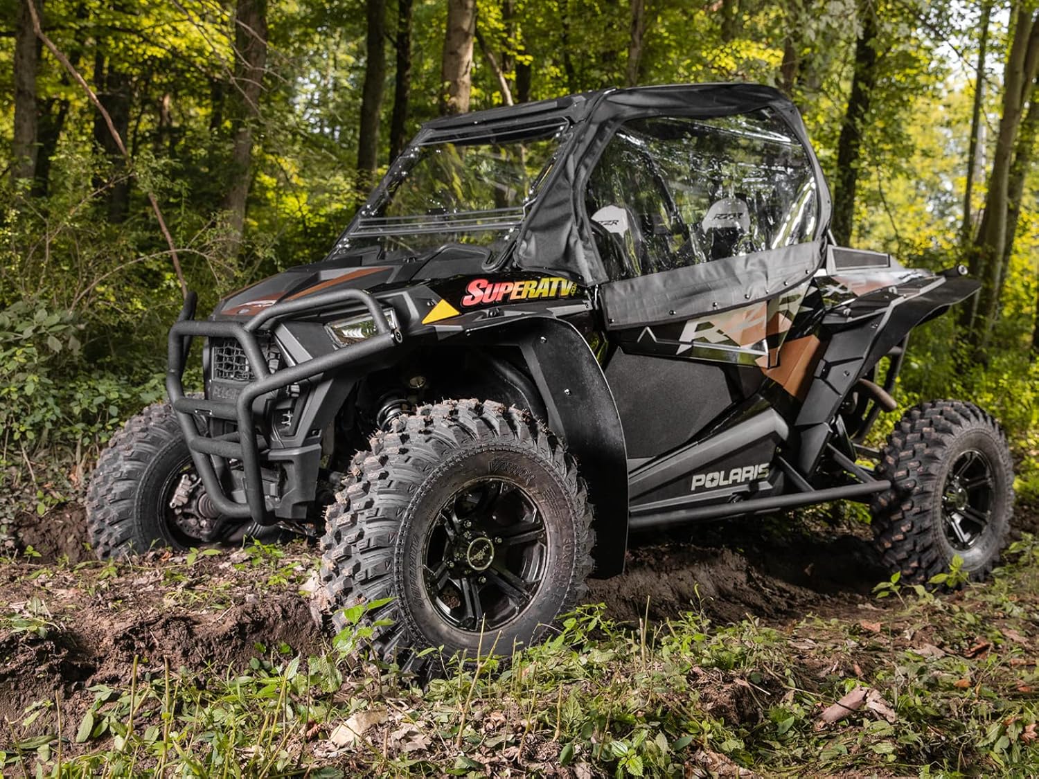 SuperATV Primal Soft Cab Enclosure Upper Doors for Polaris RZR 900 (See Fitment) - 2 Upper Doors - Resistant to Water, Tears, UV Rays - Velcro Strips and Snaps Hold Doors Securely to Frame - USA Made