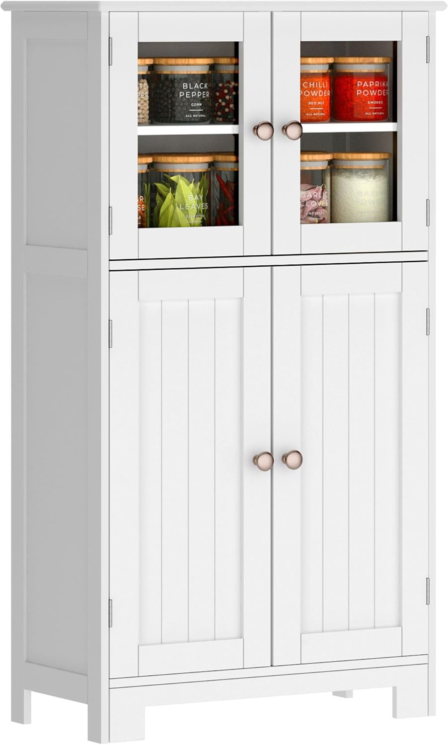 DlandHome Freestanding Kitchen Pantry Storage Cabinet for Kitchen, Dining Living Room, Bathroom,White