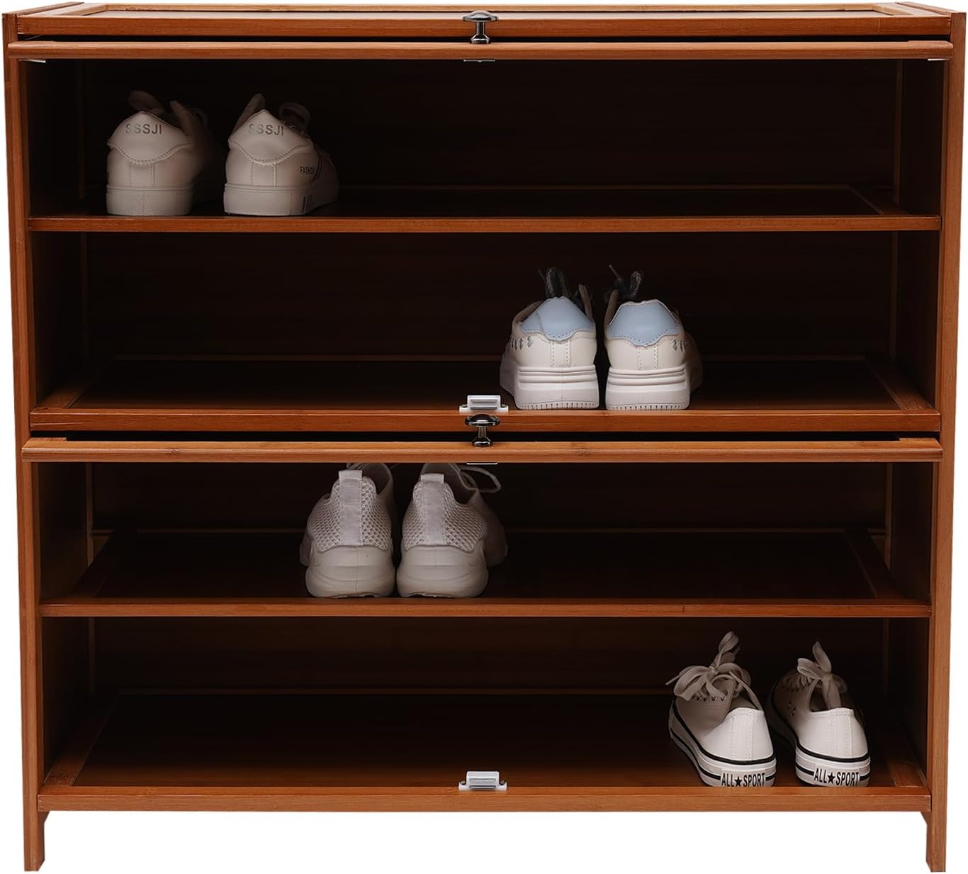 Bamboo large Shoe Rack 4-Tier Brown Retro Simple Style Shoe Shelf Book Case Shoecase Bookcase Storage Cabinet For Home Living Room Bedroom