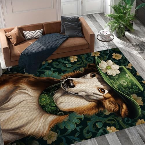 Nova Scotia Duck Tolling Retriever Dog Rugs for Living Room Bedroom, Wild Animals Prints Area Rug, Dog Carpet Rug Floor Sofa Mat for Home Decor St Patrick's Day Customize Size