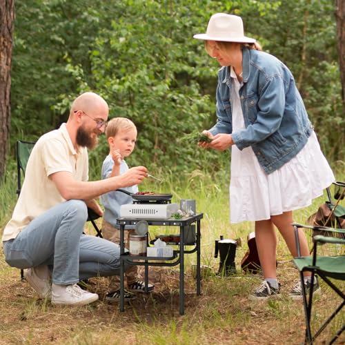 Titanker Folding Camping Table Small 2ft, Small Camp Table Portable with 50% Extra Space, Folding Picnic Table, Portable Beach Tables, Car Camping Essentials, Aluminum Light Solid