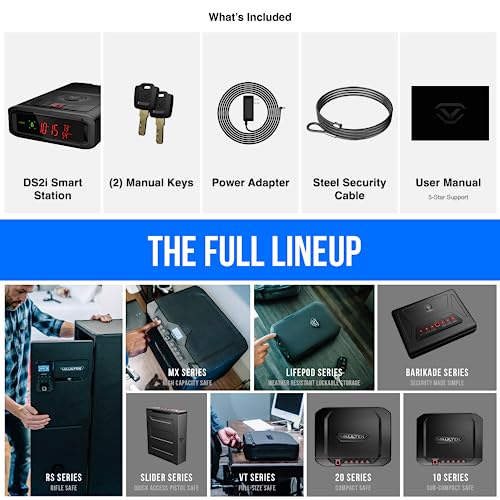 VAULTEK Smart Station™ Biometric Smart Safe with Built-in Wireless Phone Charger + Auto Open Drawer + Bluetooth Safe Management (Titanium Gray)