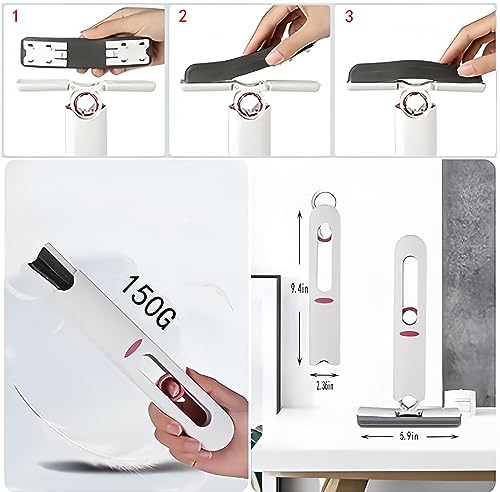 mini mop portable self-squeeze small mop for Dry and Wet Cleaning mini mop of Bathroom, Kitchen, Living Room, Car - Hands-Free Squeeze self squeezing mini mop with 1 Handle and 3 Cotton Heads.