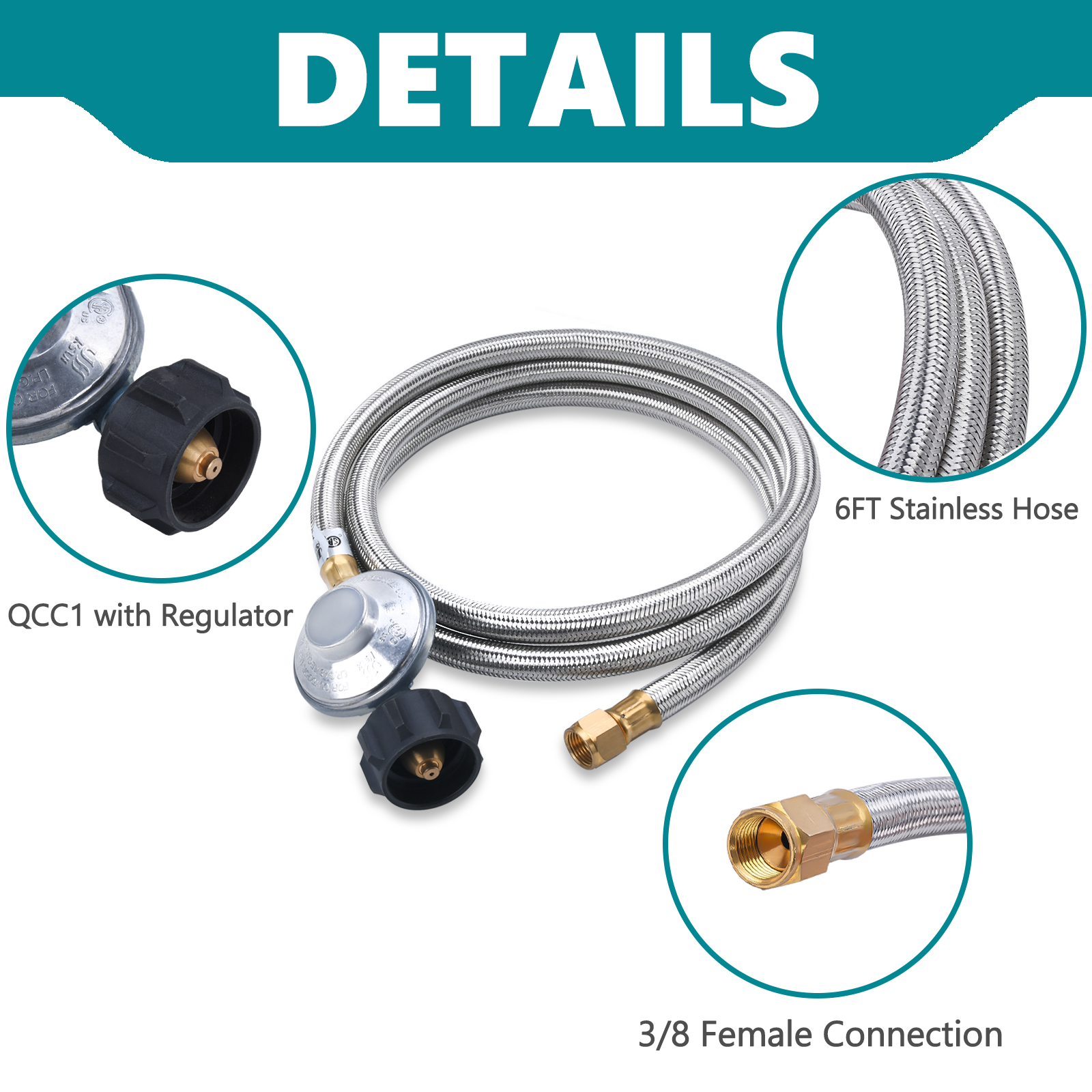 GasSaf 6Ft Propane Regulator and Hose, Fit for Gas Grill, Blackstone 28