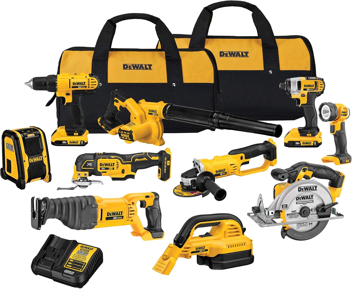 DEWALT 20V Max Cordless Drill Combo Kit, 10-Tool (DCK1020D2)
