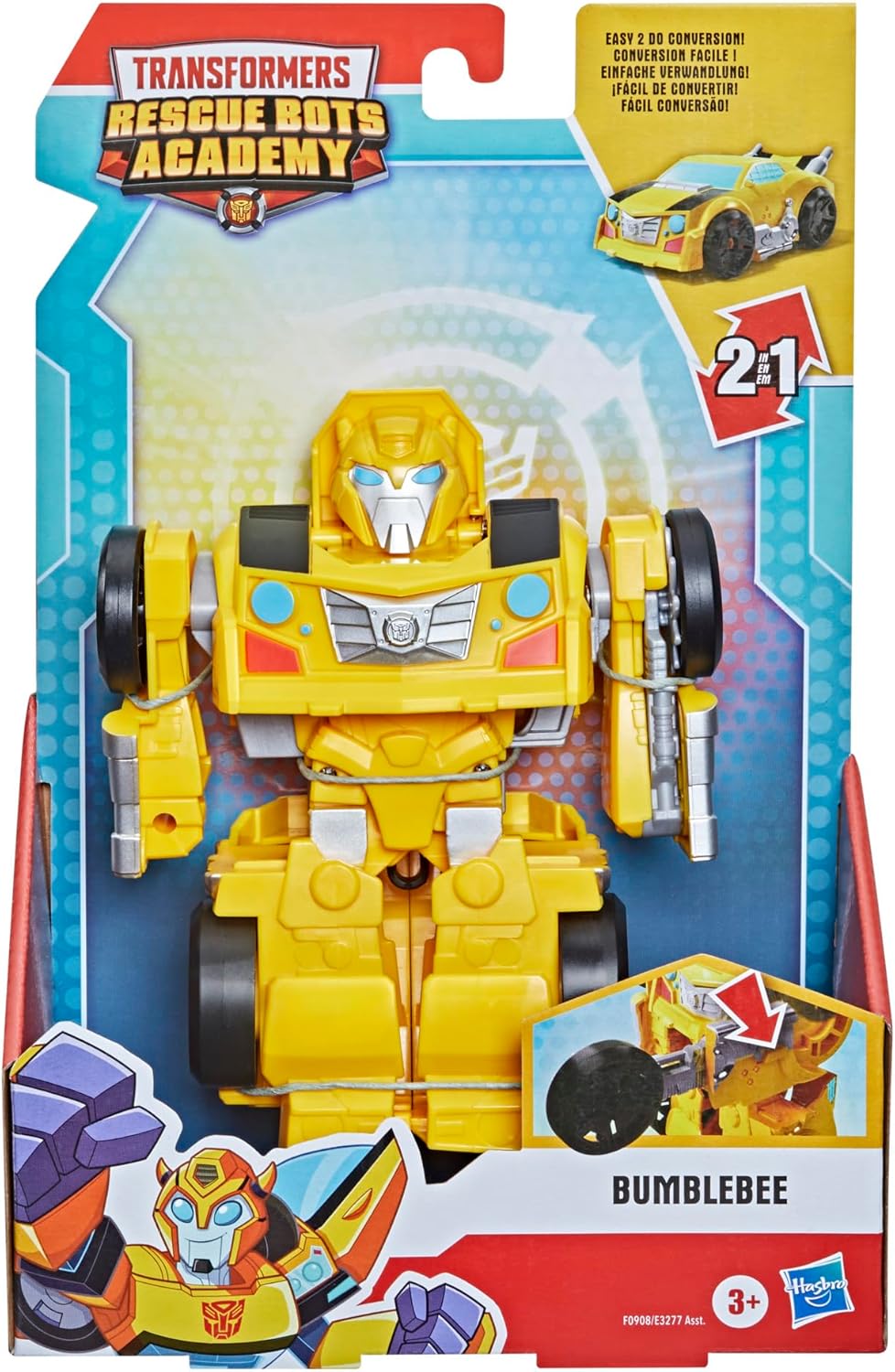 Transformers Rescue Bots Academy Bumblebee Converting Toy Robot, Playskool Heroes 6-Inch Collectible Action Figure Toy for Kids Ages 3 and Up