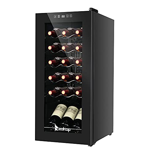 Winado Wine Cooler Refrigerator, 12 Bottle Freestanding Compressor Wine Cooler w/Digital Temp Control, Mini Wine Fridge with Double-Layer Glass Door & Removable Shelves