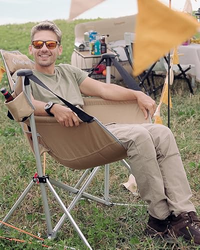 KingCamp Hammock Camping Chair, Swinging Portable Folding Camp Chairs for Adults Max 400lbs Heavy Duty Foldable Oversized Rocker with Aluminum Alloy Frame Cup Holder for Outdoor Beach Patio Sport