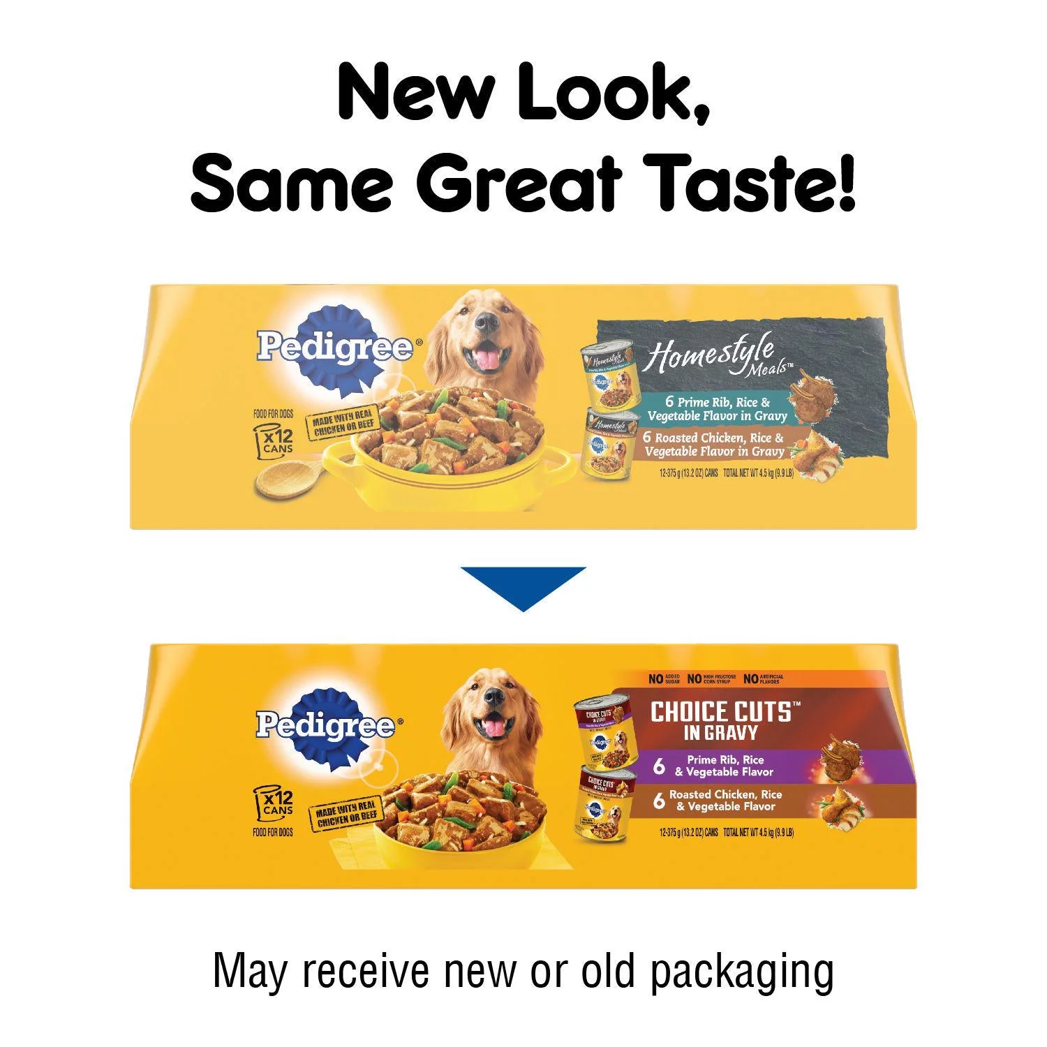 Pedigree Choice Cuts Adult Canned Wet Dog Food Variety Pack, Prime Rib and Chicken (12) 13.2 oz. Cans