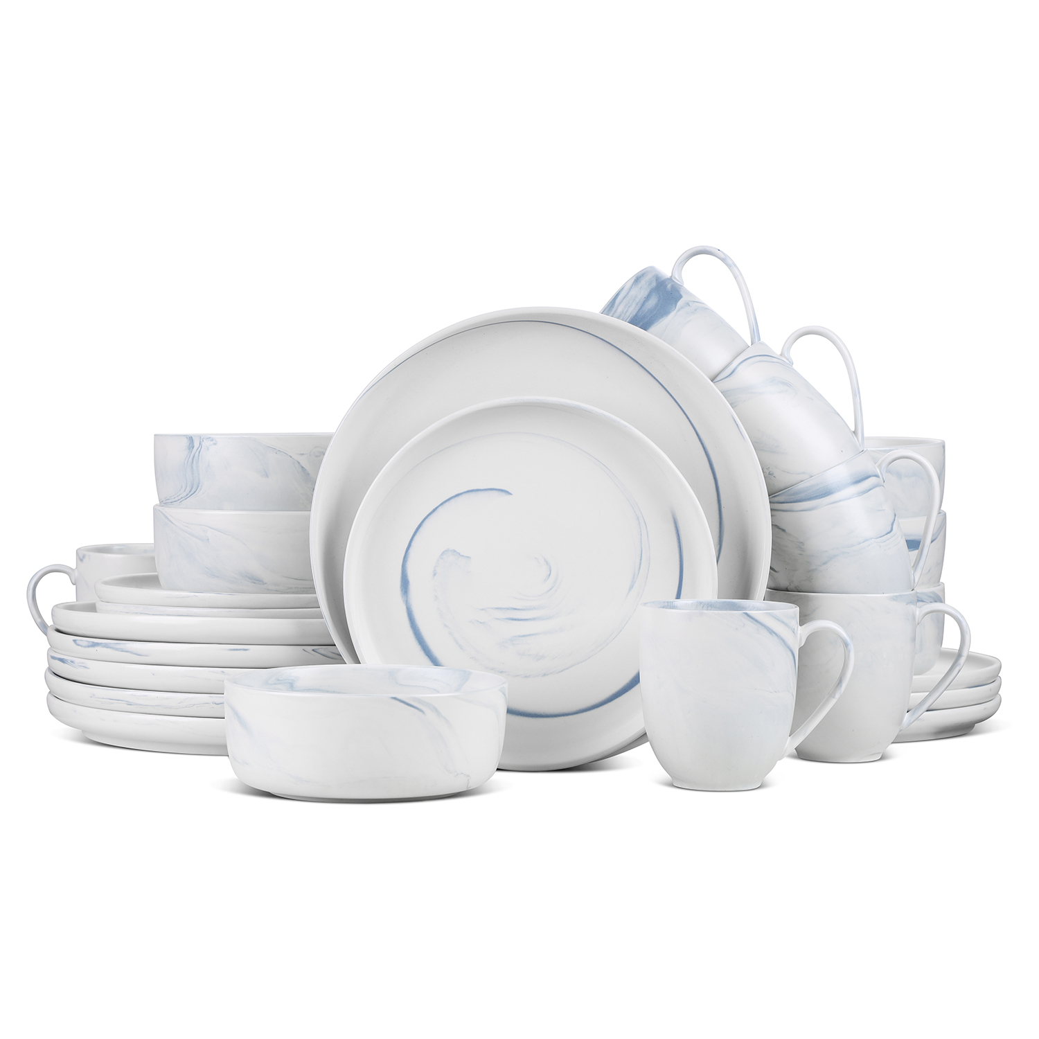 Stone Lain Everly 24-Piece Dinnerware Set Porcelain, Blue