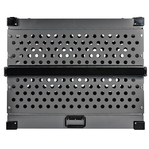 Heavy Duty Fully Collapsible Powder-Coated Aluminum Dog Crate - Medium (Black)