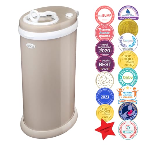 Ubbi Steel Diaper Pail, Odor Locking, No Special Bag Required, Award-Winning, Registry Must-Have, Terrazzo