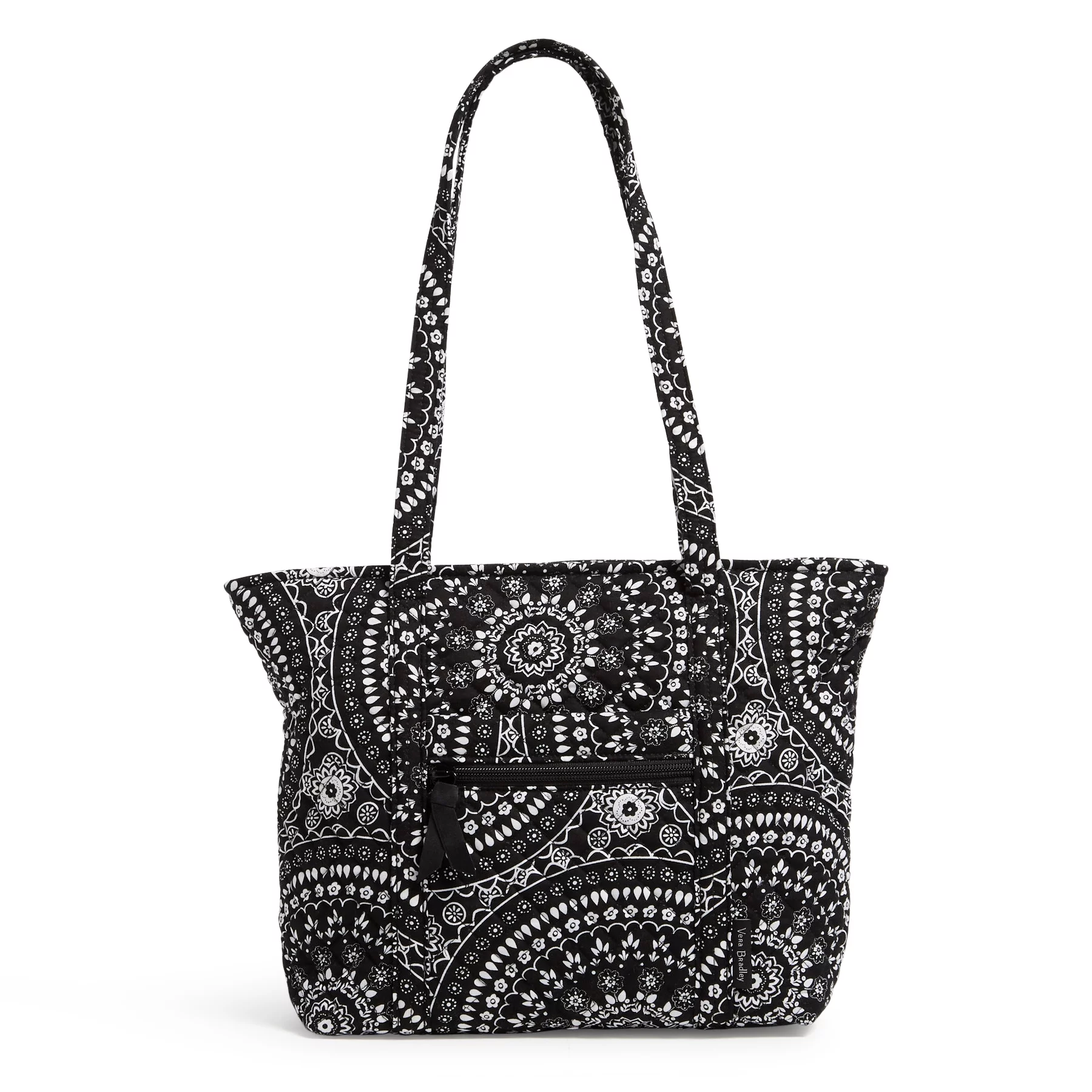 Vera Bradley Women's Recycled Cotton Small Vera Tote Bag Black Bandana Medallion