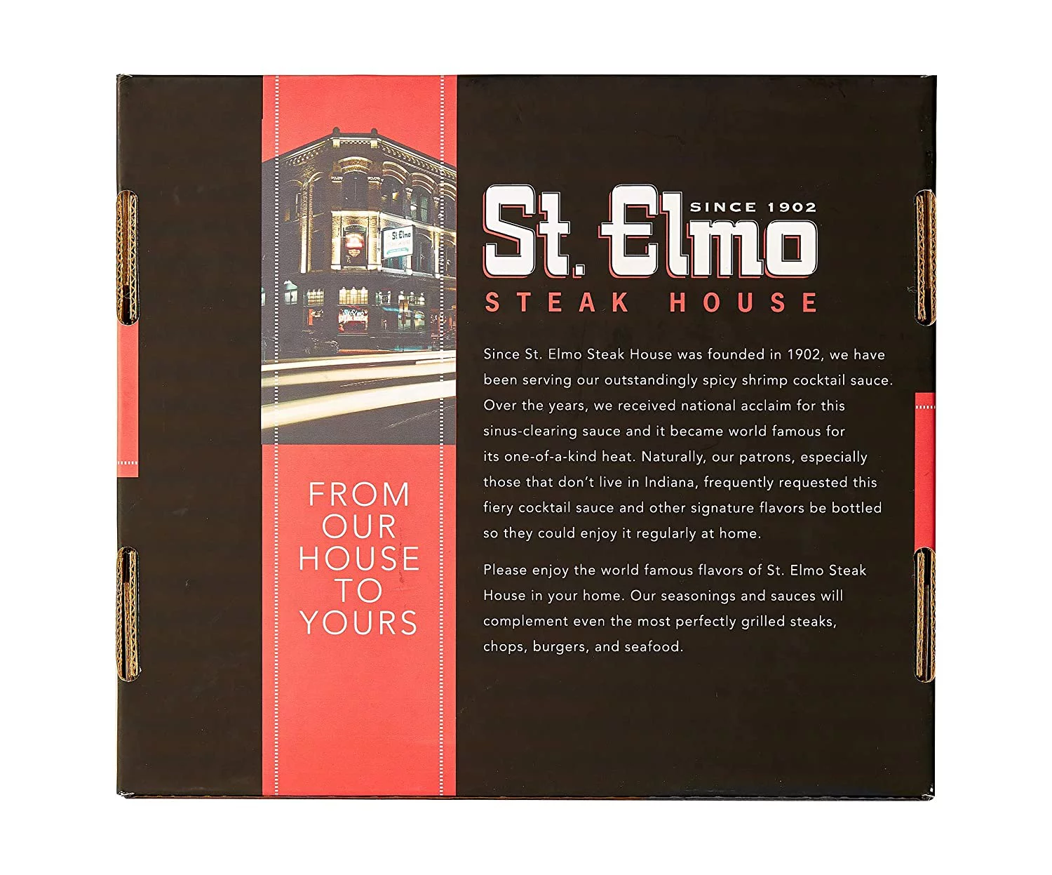 St. Elmo Steak House Gift Box (Steak Sauce, Creamy Horseradish, Cocktail Sauce, Seasoning)