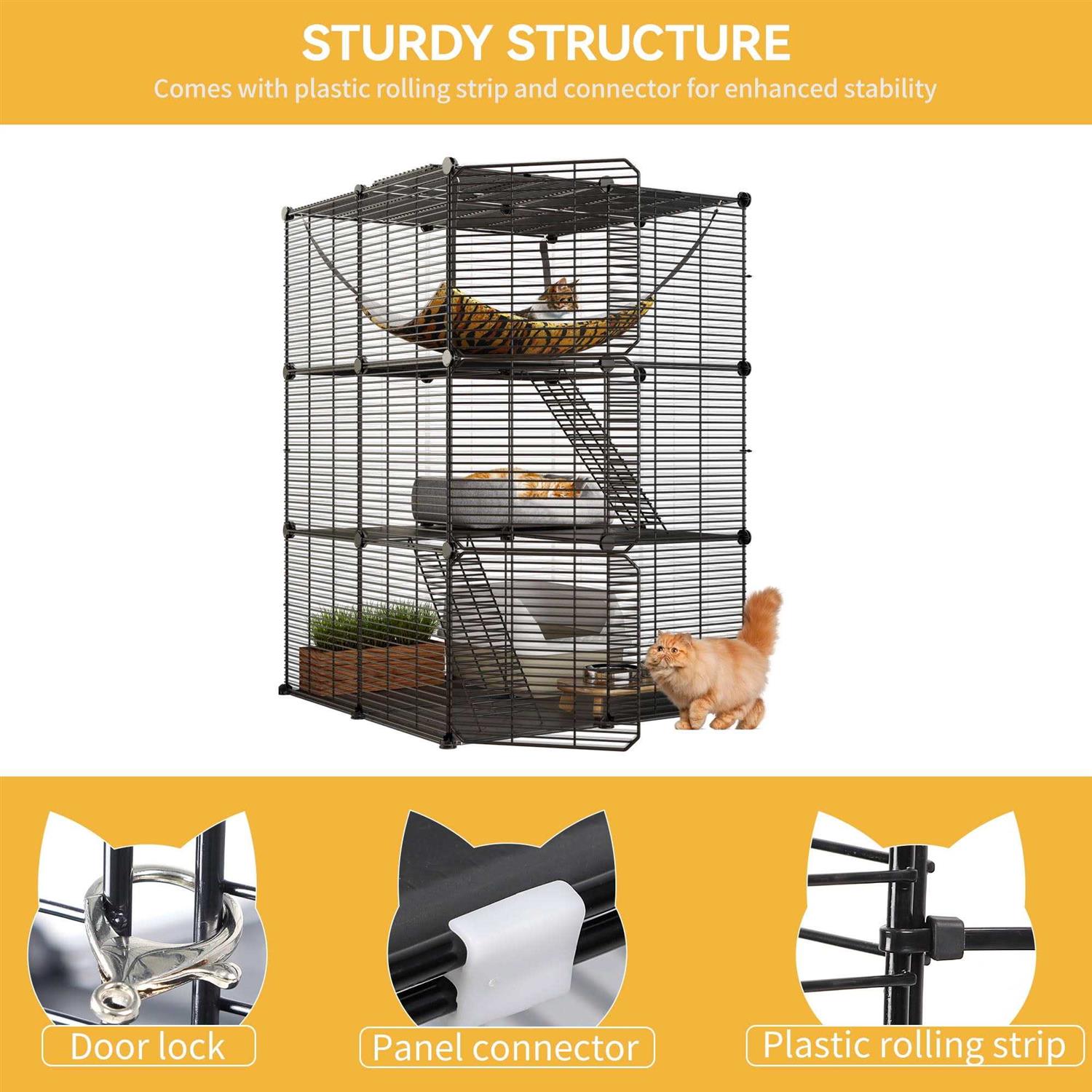 Dextrus Cat Cage Cat Enclosures Cat Kennel with Extra Large Hammock for 1-2 Cats - Pet Supplies online store