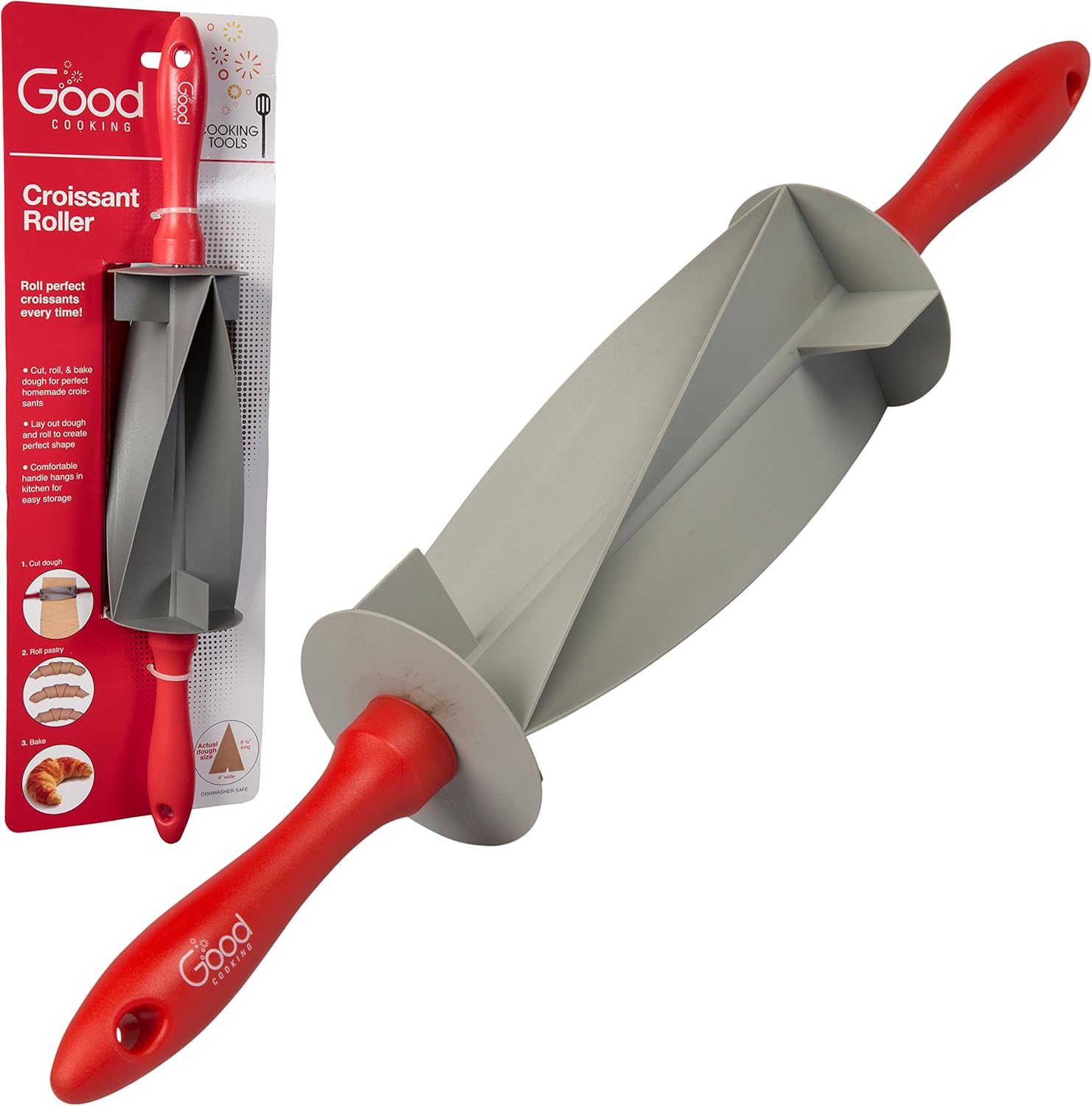 Rolling Pin Croissant Cutter- Perfect Consistent Evenly Shaped Dough Pastry Wheel - Roller & Slices - Makes Homemade Croissants, Baked Desserts in Minutes- Dishwasher Safe Easy Clean up - Baking Gift