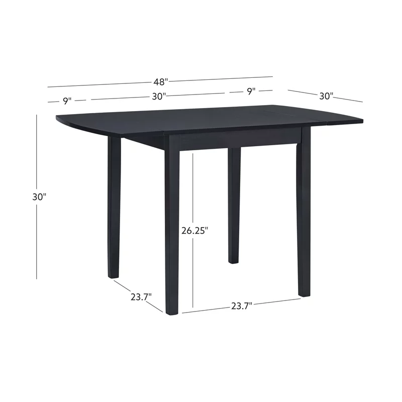 Linon Ervin Wood Square Drop Leaf Table in Black