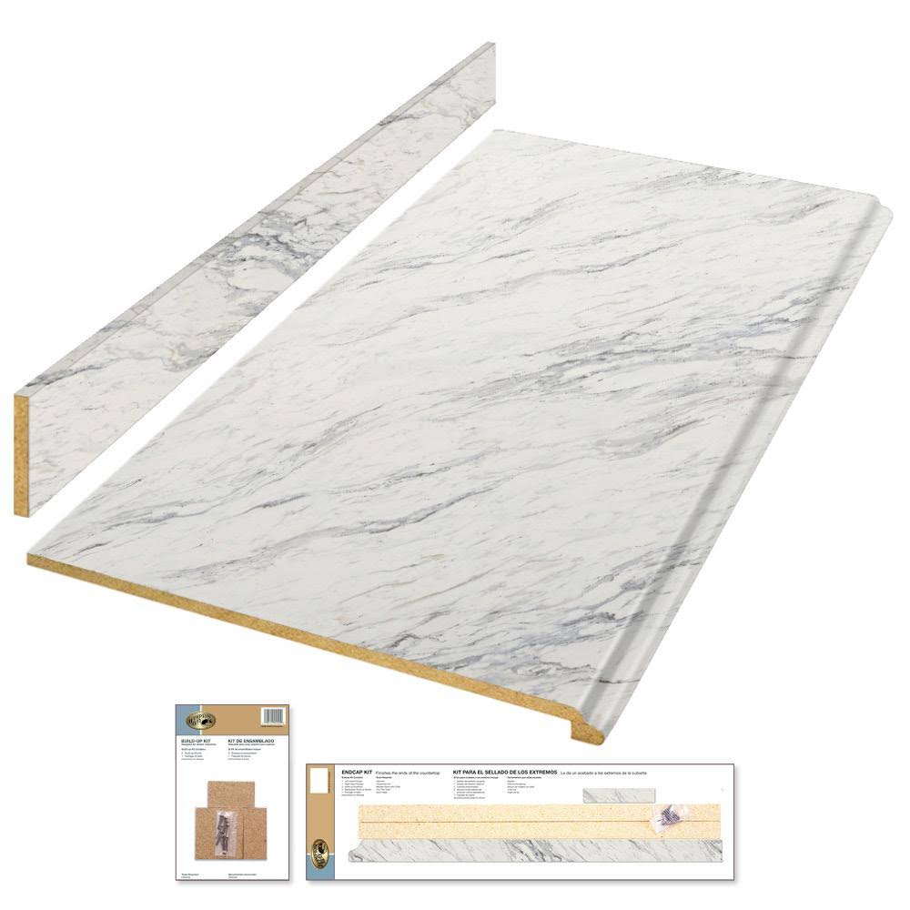 Hampton Bay 8 ft. Laminate Countertop Kit in Calcutta Marble with Valencia Edge