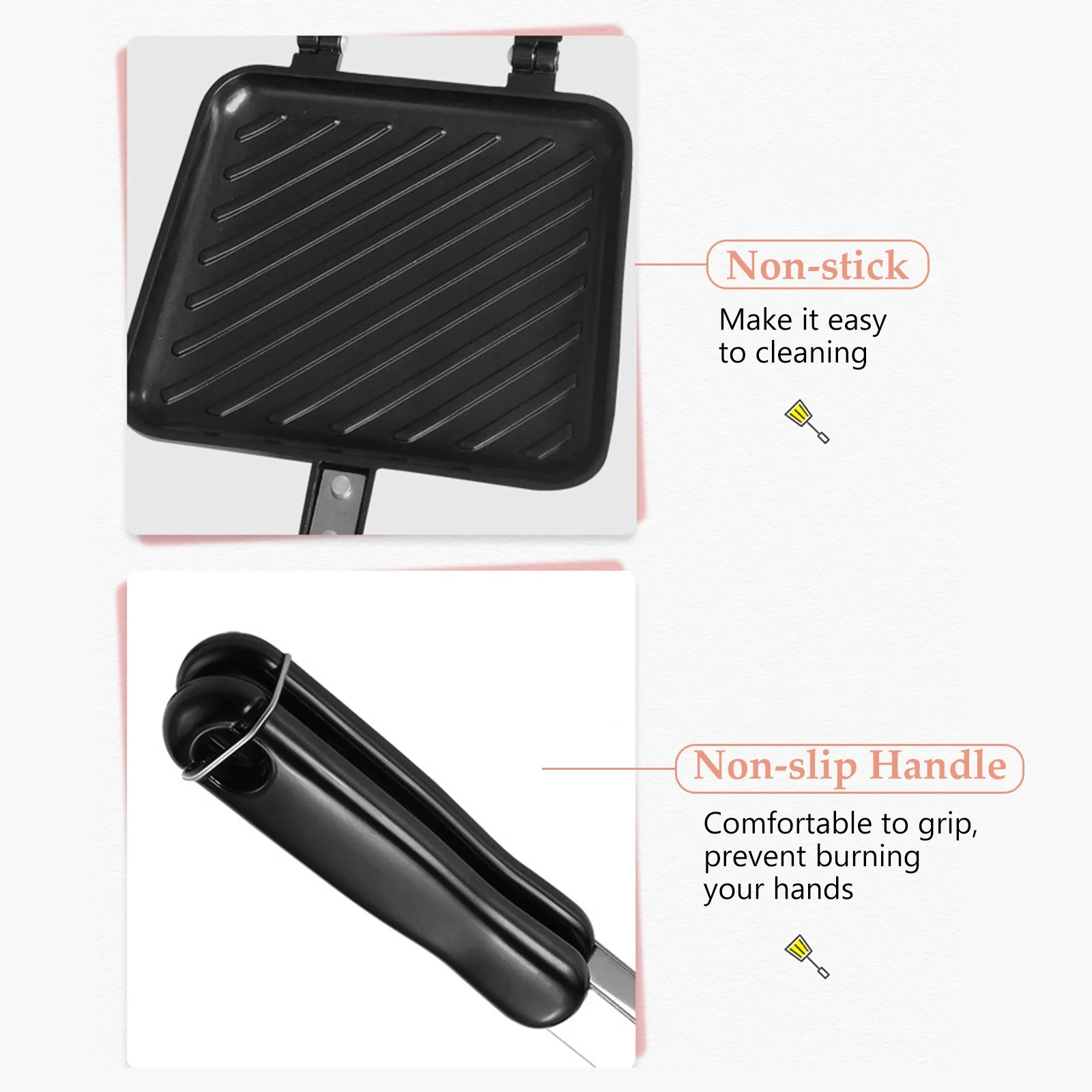 Pinnaco Toasted Sandwich Maker with Non-stick Plates and Insulated Handle for Grilled Panini and Cheese