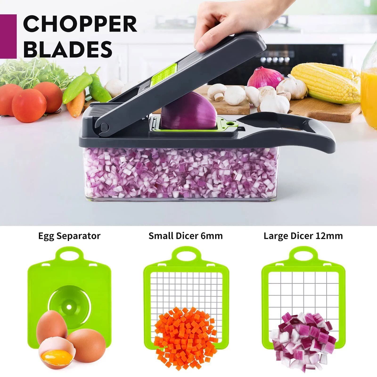 JahyShow 12 in 1 Vegetable Chopper Cutter,Mandoline Slicer Food Onion Veggie Dicer with Container