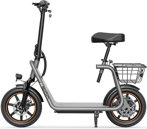 Jasion JS3/PRO Electric Scooter with Seat, 650/850W Peak Motor, 20/25Miles Ranges Scooters for Adults, 20/25MPH Max Speed, Foldable E-Scooter for Pets & Cargo, Dual Disc Brakes