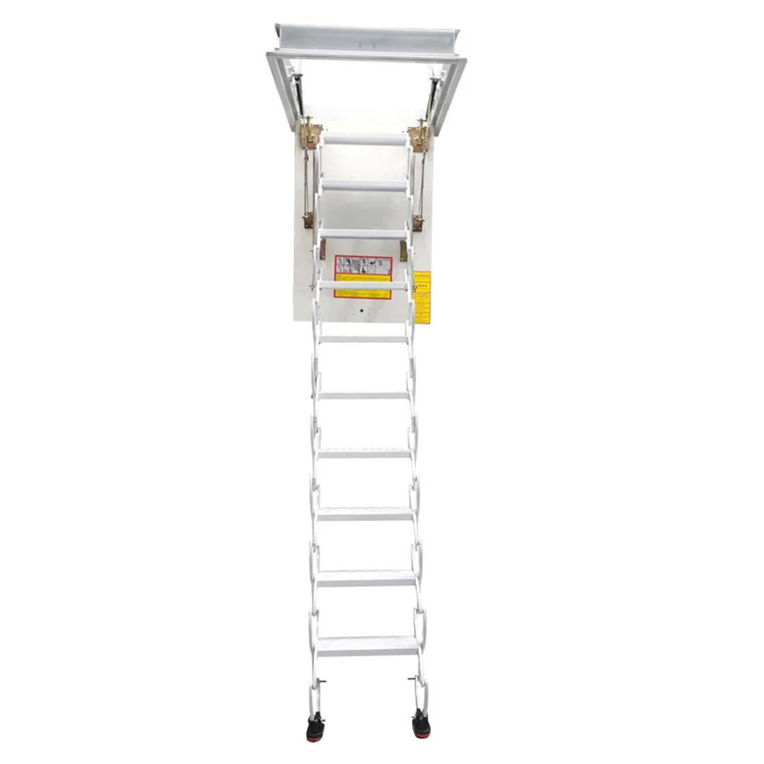 INTBUYING Attic Ceiling Ladder Stairs 10.5ft/13Steps Carbon Steel White 31.5*35.4in
