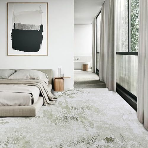 HOMBYS 10x14 ft Modern Area Rug for Living Room Bedroom, Large Abstract Floor Carpet with Non-Slip Backing for Indoor Office Dining Room, Boho Farmhouse Home Deco, Machine Washable, Light Coffee