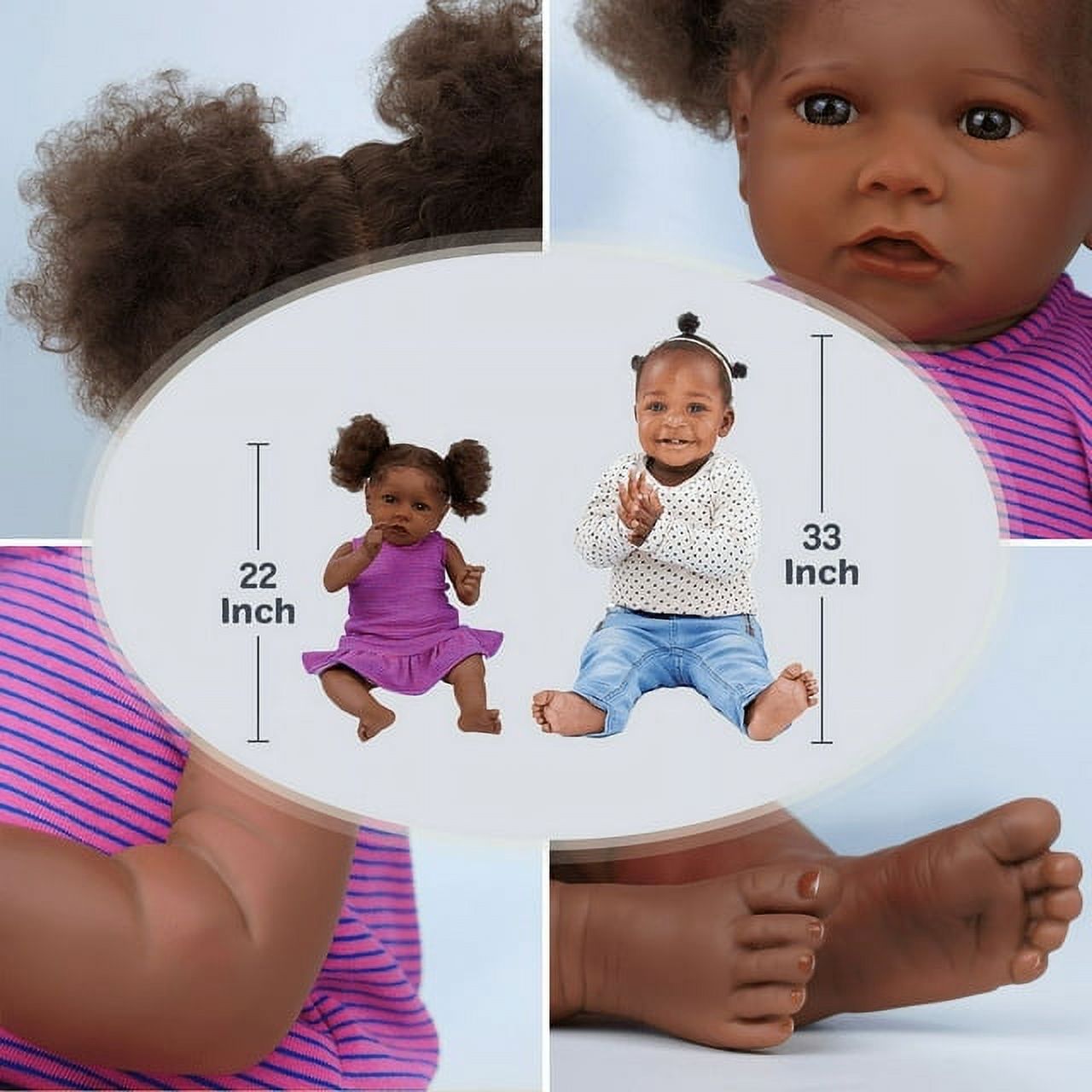 RSG 22 Inch Reborn Baby Dolls Black - Lifelike Soft Body Realistic-Newborn Baby Dolls that Look Real Caramel Skin Tone Orange Crushed Flowers Skirt Baby Dolls Gift for Kids Age 3+