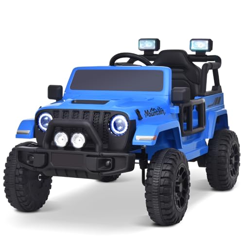 Joywhale 12V Kids Ride on Truck Battery Powered Motorized Car Electric Vehicle for Kids, with Remote Control, 4-Wheel Suspension, LED Lights, Music & FM, Seat Belt, Portable Handle, Pink