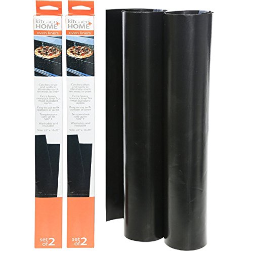Kitchen + Home Oven Liner Set of 2 – Large Heavy Duty 100% PFOA & BPA Free – FDA Approved Non-stick Reusable Oven Liner for Gas, Electric & Microwave Ovens – Works as Baking Mat & Grill Mat