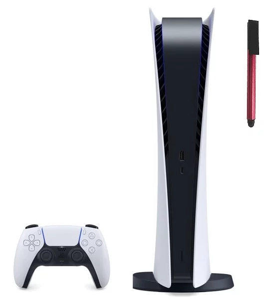 (Used with Little Scratch) PS5 Sony Playstation 5 Digital Edition Gaming Console + 1 Wireless Controller - 16GB GDDR6, 825GB SSD Storage, 120Hz 8K Output, WiFi 6 - 64GB Flash Stylus