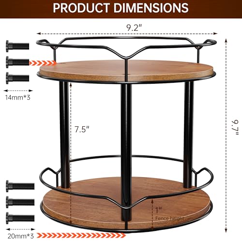 Lazy Susan Organizer 2 Tier - 12.4“ Turntable Spice Rack for Table Top, Wooden Rotating Lazy Susan for Cabinet Pantry Kitchen Countertop Dining Table Cupboard Bathroom Vanity Storage