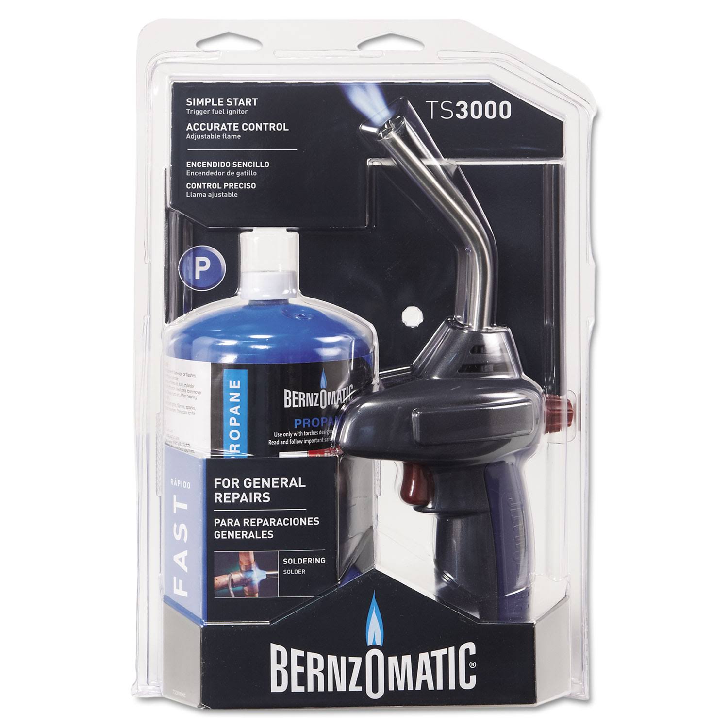 Bernzomatic Basic Propane Quickfire Self-Igniting Torch Kit TS3000KC