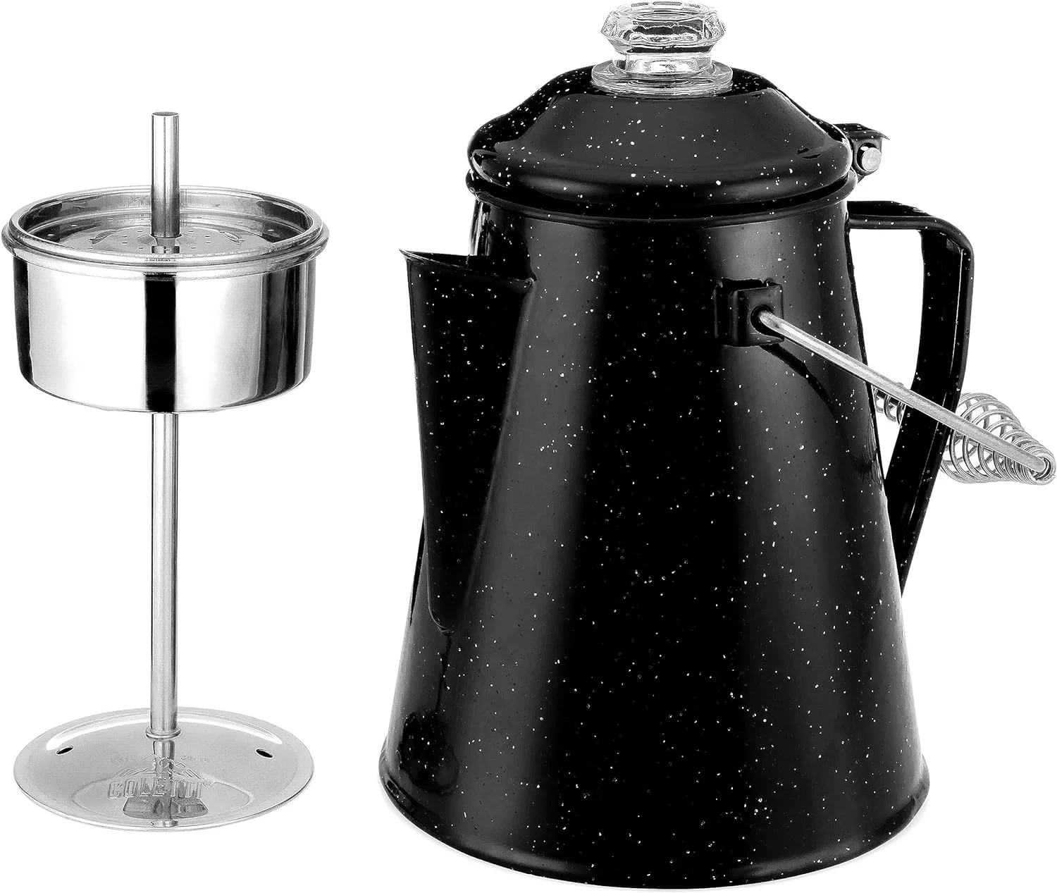 COLETTI Classic Camping Coffee Percolator - 18 Cup Enamelware Pot for Campsite, Cabin, Hunting, Fishing, Backpacking, & RV (Black)