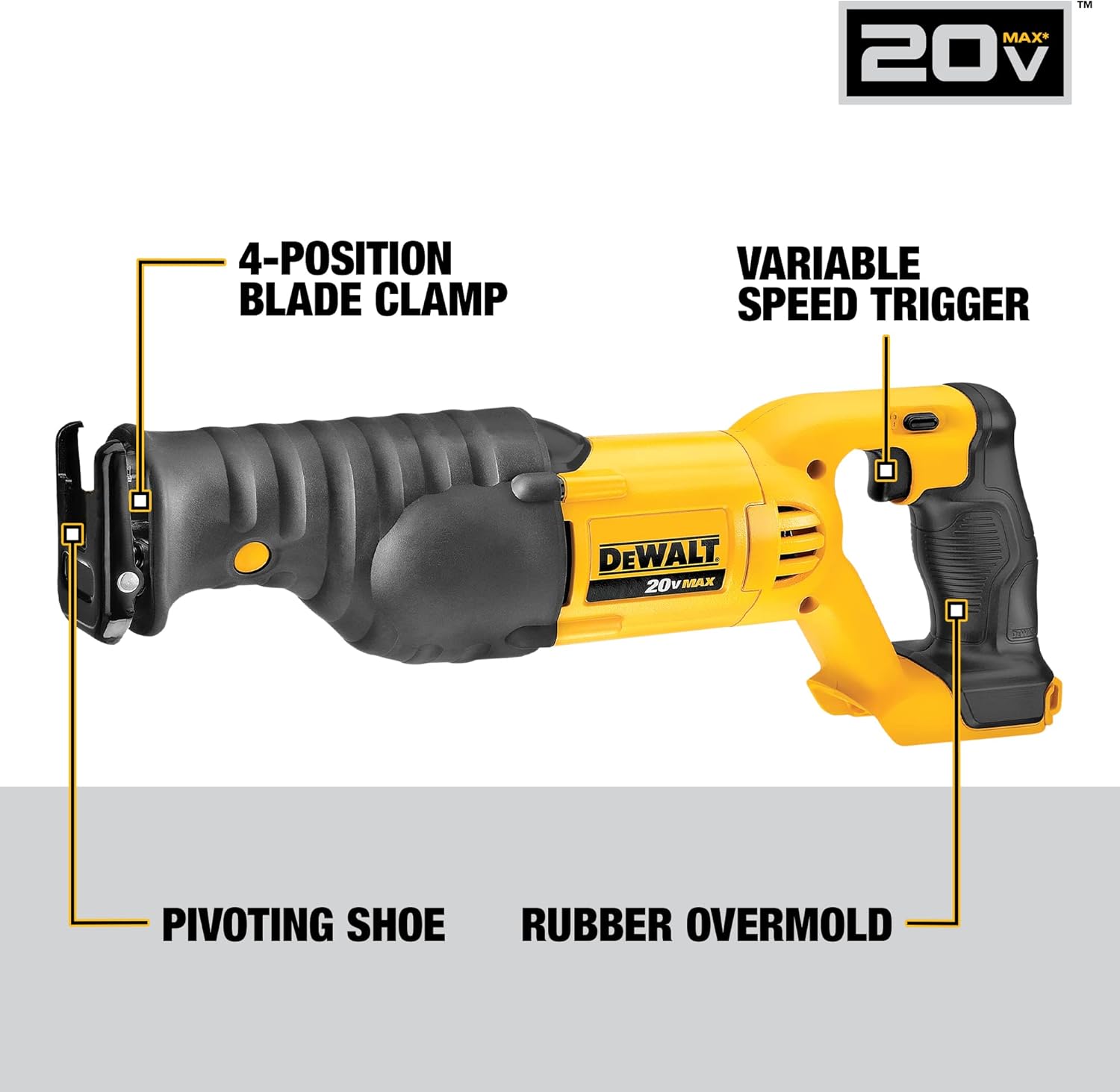 DEWALT 20V MAX* Reciprocating Saw, Tool Only (DCS380B)