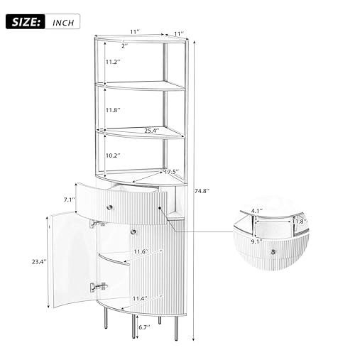 Modern Tall Corner Cabinet, 74.8