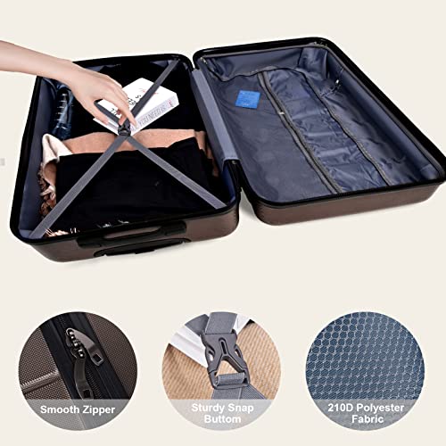 3 Piece Set Hardshell Luggage Sets Expandable ABS 3pcs Clearance Luggage Hardside Lightweight Durable Suitcase Sets Spinner Wheels with TSA Lock 20in/24in/28in (Cement Grey)