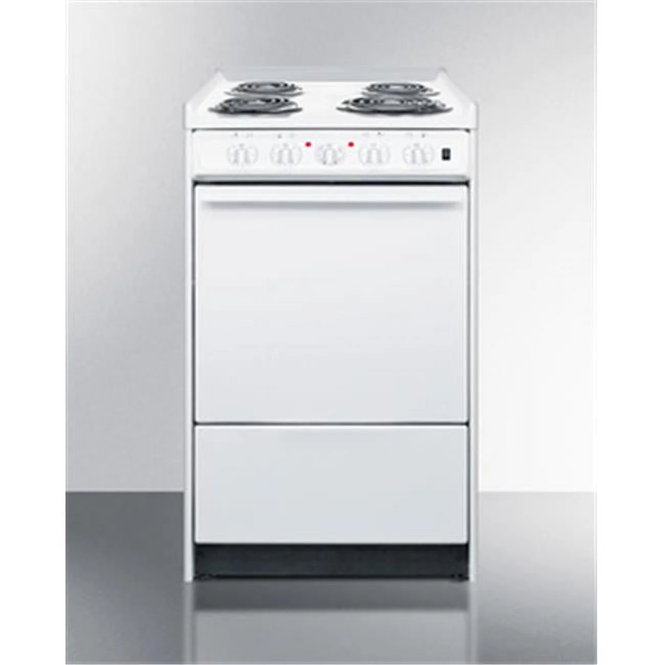 Summit WEM110R 20 in. Wide Slide-in Style Coil Top Electric Range In White with Storage Compartment