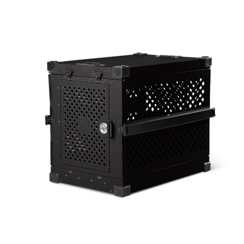 Impact Collapsible Dog Crate - High-Strength, Powder-Coated Aluminum Construction with Portable, Space-Saving Design for Home and Travel (Gray, 40