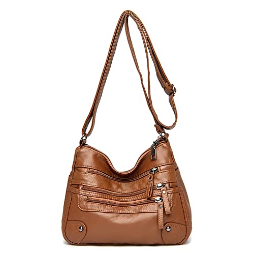 WITERY Crossboby Bag for Women - Soft PU Leather Multi-Pocket Shoulder Bag Handbag with Adjustable Strap