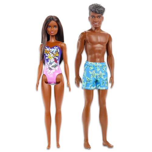Barbie and Ken Doll Set for Kids - Bundle with Beach Barbie Doll and Ken Doll for Girls Plus Stickers | Barbie and Ken Beach Doll Pack