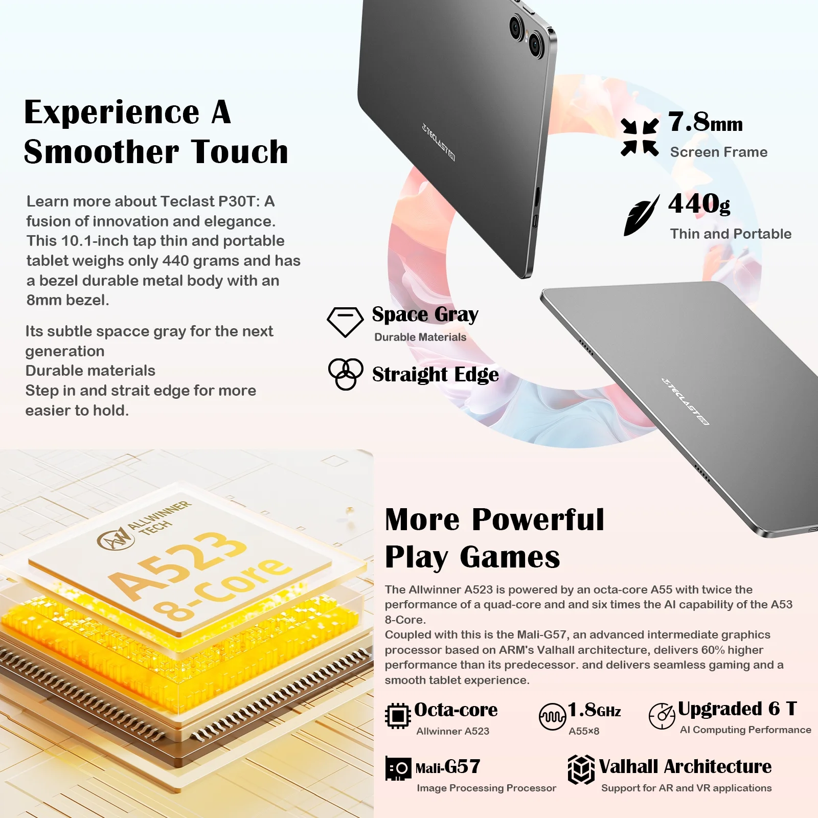 Tablet TECLAST 10 inch Android 14 Tablet, P30T 10GB RAM 128GB ROM 1TB TF Tablets for Kids Adults WiFi 5G/2.4G, Octa Core, 1280*800 HD, Bluetooth 5.4, Google GMS, 2MP+5MP Dual Camera