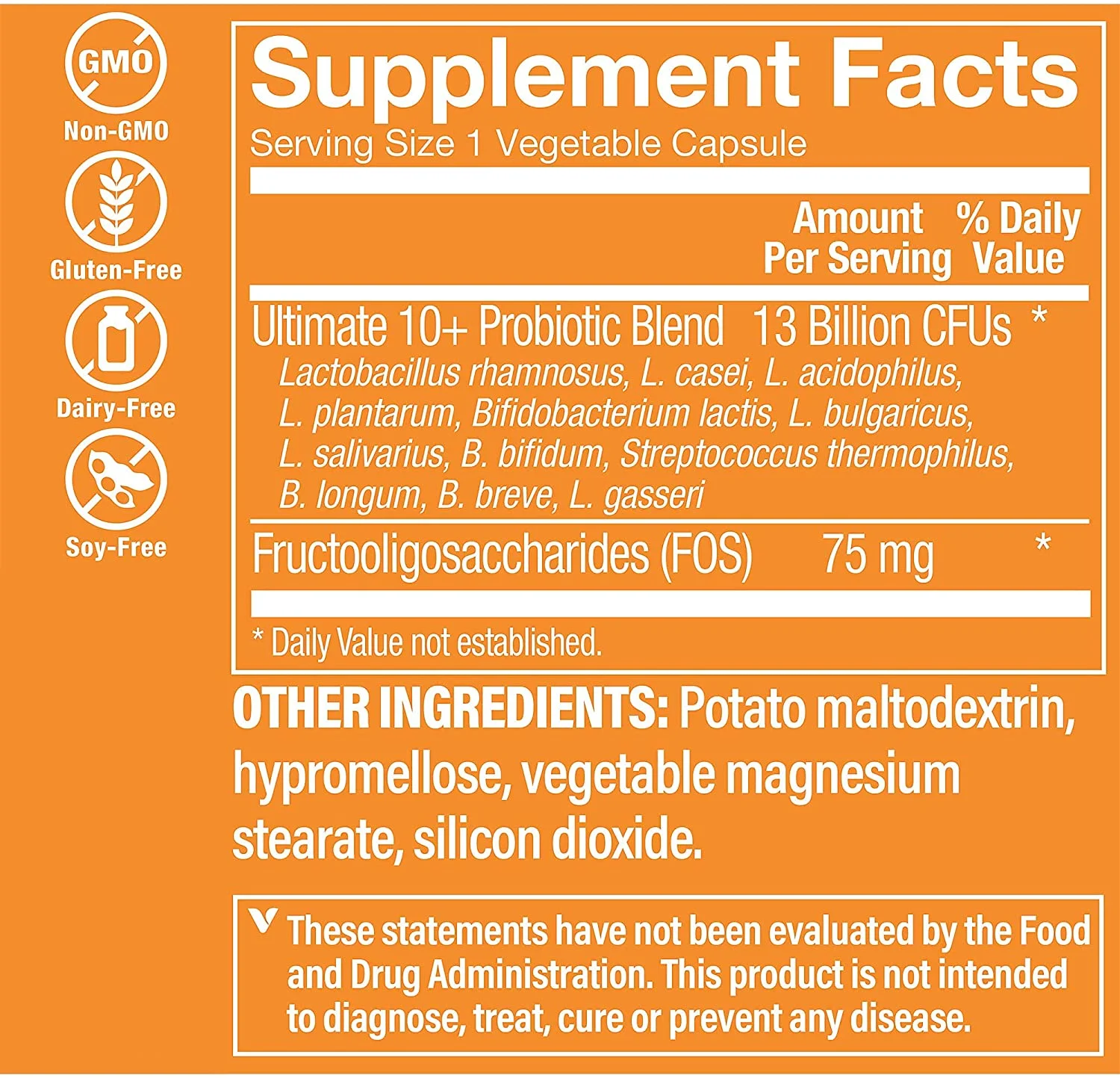 The Vitamin Shoppe Ultimate 10+ Probiotics, 13 Billion CFUs for Digestive Health, Immune Support and Respiratory Health (30 Vegetable Capsule)